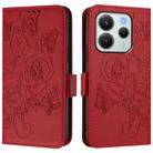 For Redmi Note 14 4G 164.84mm EU Version Embossed Rose RFID Anti-theft Leather Phone Case(Red) - 2