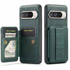 For Google Pixel 9 Pro XL Fierre Shann Oil Wax Cow Leather Card Holder Back Phone Case(Green) - 1