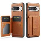 For Google Pixel 9 Pro XL Fierre Shann Oil Wax Cow Leather Card Holder Back Phone Case(Brown) - 1