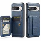 For Google Pixel 9 / 9 Pro Fierre Shann Oil Wax Cow Leather Card Holder Back Phone Case(Blue) - 1