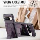 For Google Pixel 9 / 9 Pro Fierre Shann Oil Wax Cow Leather Card Holder Back Phone Case(Purple) - 3