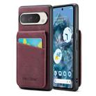 For Google Pixel 9 Pro XL Fierre Shann Crazy Horse Card Holder Back Cover PU Phone Case(Wine Red) - 1