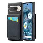 For Google Pixel 9 Pro XL Fierre Shann Crazy Horse Card Holder Back Cover PU Phone Case(Black) - 1