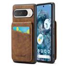 For Google Pixel 9 Pro XL Fierre Shann Crazy Horse Card Holder Back Cover PU Phone Case(Brown) - 1