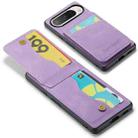 For Google Pixel 9 / 9 Pro Fierre Shann Crazy Horse Card Holder Back Cover PU Phone Case(Purple) - 3