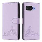 For Google Pixel 9a Cat Rat Embossed Pattern RFID Leather Phone Case with Lanyard(Purple) - 2