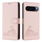 For Google Pixel 10 Pro XL 5G Global Cat Rat Embossed Pattern RFID Leather Phone Case with Lanyard(Pink) - 2