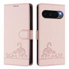 For Google Pixel 10 5G Global Cat Rat Embossed Pattern RFID Leather Phone Case with Lanyard(Pink) - 2