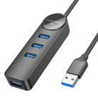 BOROFONE DH5 Multi-function 4 in 1 USB to USB 3.0 x 4 HUB Adapter, Length:1.2m(Black) - 1