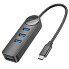 BOROFONE DH5 Multi-function 4 in 1 Type-C / USB-C to USB 3.0 x 4 HUB Adapter, Length:0.2m(Black) - 1