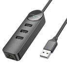 BOROFONE DH6 Multi-function 4 in 1 USB to USB 2.0 x 3, RJ45 100Mbps Ethernet Adapter, Length:1.2m(Black) - 1