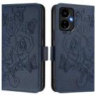 For Boost Mobile Celero 5G 2024 / Celero 3 Embossed Rose RFID Anti-theft Leather Phone Case(Dark Blue) - 2