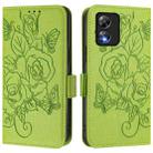 For Boost Mobile Celero 5G SC Embossed Rose RFID Anti-theft Leather Phone Case(Green) - 2