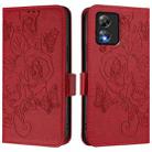 For Boost Mobile Celero 5G SC Embossed Rose RFID Anti-theft Leather Phone Case(Red) - 2