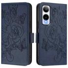 For Cricket Icon 6 Embossed Rose RFID Anti-theft Leather Phone Case(Dark Blue) - 2