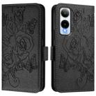 For Cricket Icon 6 Embossed Rose RFID Anti-theft Leather Phone Case(Black) - 2