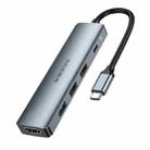 BOROFONE DH14 Multi-function 5 in 1 USB-C / Type-C to HDMI, PD, USB 3.0, USB 2.0 x 2 HUB Adapter, Length:15cm(Metal Gray) - 1