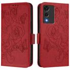 For Cubot A10 Embossed Rose RFID Anti-theft Leather Phone Case(Red) - 2