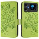 For Cubot A20 Embossed Rose RFID Anti-theft Leather Phone Case(Green) - 1