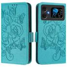 For Cubot A20 Embossed Rose RFID Anti-theft Leather Phone Case(Light Blue) - 1