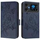 For Cubot A20 Embossed Rose RFID Anti-theft Leather Phone Case(Dark Blue) - 1