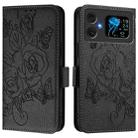 For Cubot A20 Embossed Rose RFID Anti-theft Leather Phone Case(Black) - 1