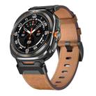 For Samsung Galaxy Watch Ultra 47mm Mecha Style Leather Watch Band(Dark Brown) - 1