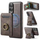 For Samsung Galaxy S25 Edge 5G DG.MING K1 MagSafe Detachable Wallet RFID Back Cover Phone Case(Coffee) - 1