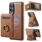 For Samsung Galaxy S25 Edge 5G DG.MING K1 MagSafe Detachable Wallet RFID Back Cover Phone Case(Brown) - 1