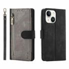 For iPhone 14 POLA Dual-color Zipper Wallet RFID Leather Phone Case(Grey Black) - 1