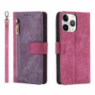 For iPhone 11 Pro Max POLA Dual-color Zipper Wallet RFID Leather Phone Case(Purple Pink) - 1