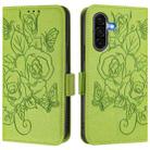 For Samsung Galaxy A56 5G Embossed Rose RFID Anti-theft Leather Phone Case(Green) - 2