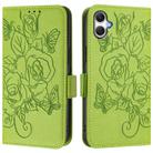 For Samsung Galaxy A06 5G / 4G Embossed Rose RFID Anti-theft Leather Phone Case(Green) - 2
