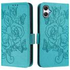 For Samsung Galaxy A07 4G Embossed Rose RFID Anti-theft Leather Phone Case(Light Blue) - 2