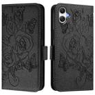 For Samsung Galaxy A07 4G Embossed Rose RFID Anti-theft Leather Phone Case(Black) - 2