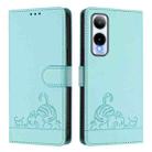 For Cricket Icon 6 Cat Rat Embossed Pattern RFID Leather Phone Case with Lanyard(Mint Green) - 2