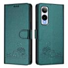 For Cricket Icon 6 Cat Rat Embossed Pattern RFID Leather Phone Case with Lanyard(Peacock Green) - 2