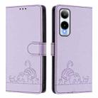 For Cricket Icon 6 Cat Rat Embossed Pattern RFID Leather Phone Case with Lanyard(Purple) - 2