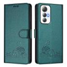 For Cubot Max 5 Cat Rat Embossed Pattern RFID Leather Phone Case with Lanyard(Peacock Green) - 2