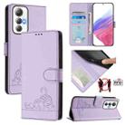 For Cubot Max 5 Cat Rat Embossed Pattern RFID Leather Phone Case with Lanyard(Purple) - 1