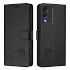 For Cubot A10 Cat Rat Embossed Pattern RFID Leather Phone Case with Lanyard(Black) - 2