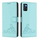 For Cubot P50 Cat Rat Embossed Pattern RFID Leather Phone Case with Lanyard(Mint Green) - 2