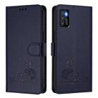 For Cubot P50 Cat Rat Embossed Pattern RFID Leather Phone Case with Lanyard(Blue) - 2