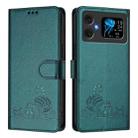 For Cubot A20 Cat Rat Embossed Pattern RFID Leather Phone Case with Lanyard(Peacock Green) - 2