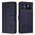 For Cubot A20 Cat Rat Embossed Pattern RFID Leather Phone Case with Lanyard(Blue) - 2