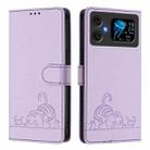 For Cubot A20 Cat Rat Embossed Pattern RFID Leather Phone Case with Lanyard(Purple) - 2