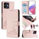 For Cubot Note 40 Cat Rat Embossed Pattern RFID Leather Phone Case with Lanyard(Pink) - 1