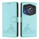 For Cubot A30 Cat Rat Embossed Pattern RFID Leather Phone Case with Lanyard(Mint Green) - 2