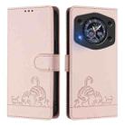 For Cubot A30 Cat Rat Embossed Pattern RFID Leather Phone Case with Lanyard(Pink) - 2