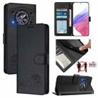 For Cubot A30 Cat Rat Embossed Pattern RFID Leather Phone Case with Lanyard(Black) - 1